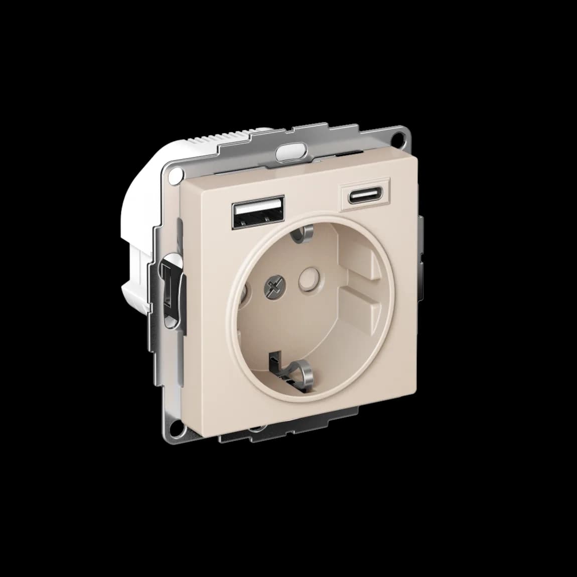 AtlasDesign РОЗЕТКА 16А c 2 USB A+C, 5В/2,4А/3,0А, 2х5В/1,5А, механизм, БЕЖЕВЫЙ
