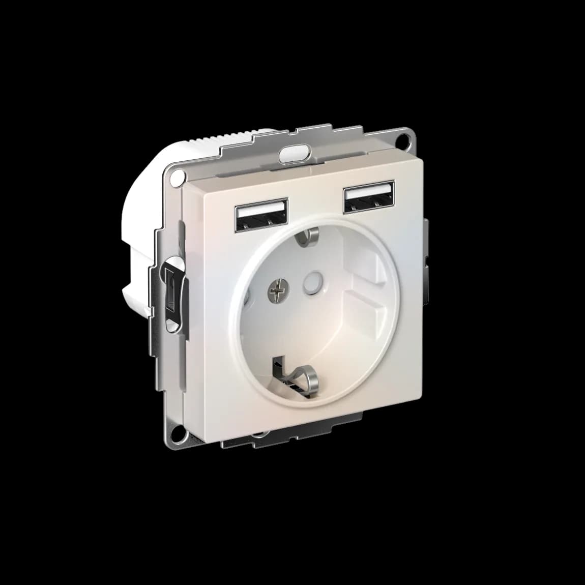 AtlasDesign РОЗЕТКА 16А c 2 USB A+A, 5В/2,4А, 2х5В/1,2А, механизм, ЖЕМЧУГ