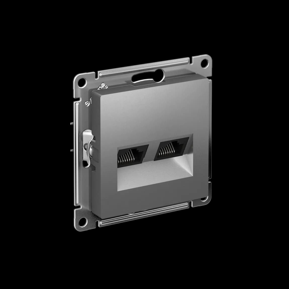 AtlasDesign РОЗЕТКА двойная компьютерная RJ45+RJ45 кат. 5e, механизм, СТАЛЬ