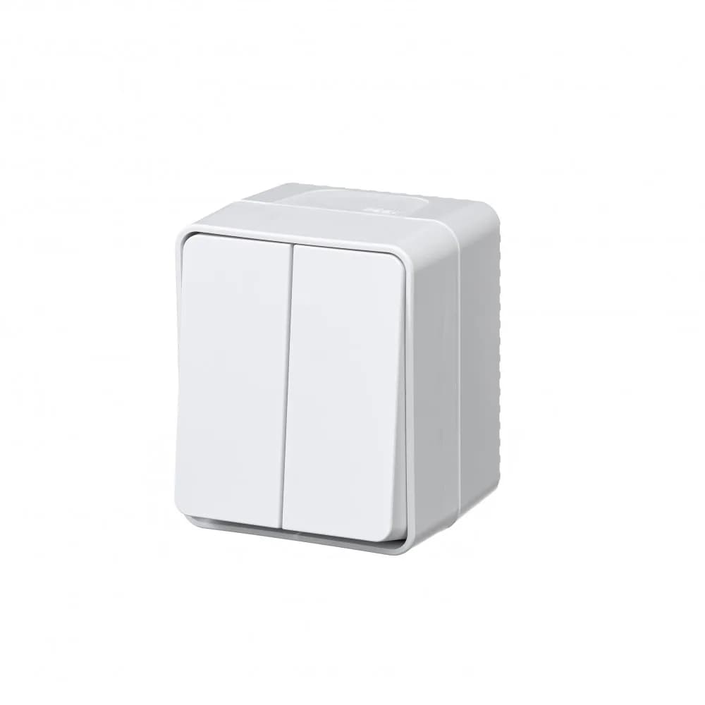 AtlasDesign PROFI IP54 О/У 2-клавишный ВЫКЛЮЧАТЕЛЬ, сх.5, 10АХ, БЕЛЫЙ
