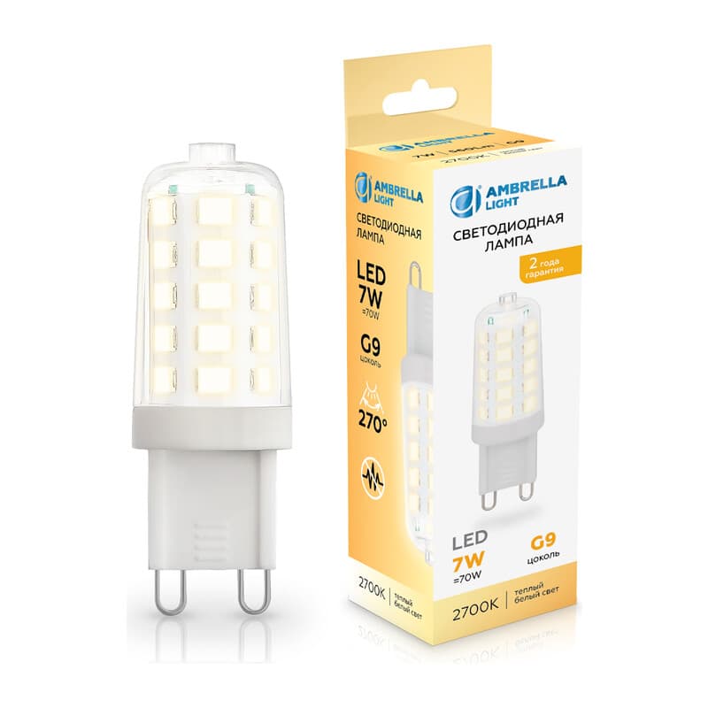 Светодиодная лампа G9 7W 2700K 100703 LED G9 7W 2700K 220-240V Ambrella Light 13