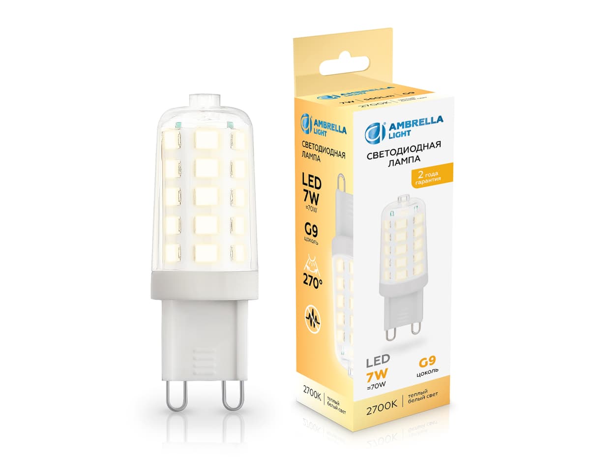 Светодиодная лампа G9 7W 2700K 100703 LED G9 7W 2700K 220-240V Ambrella Light 4