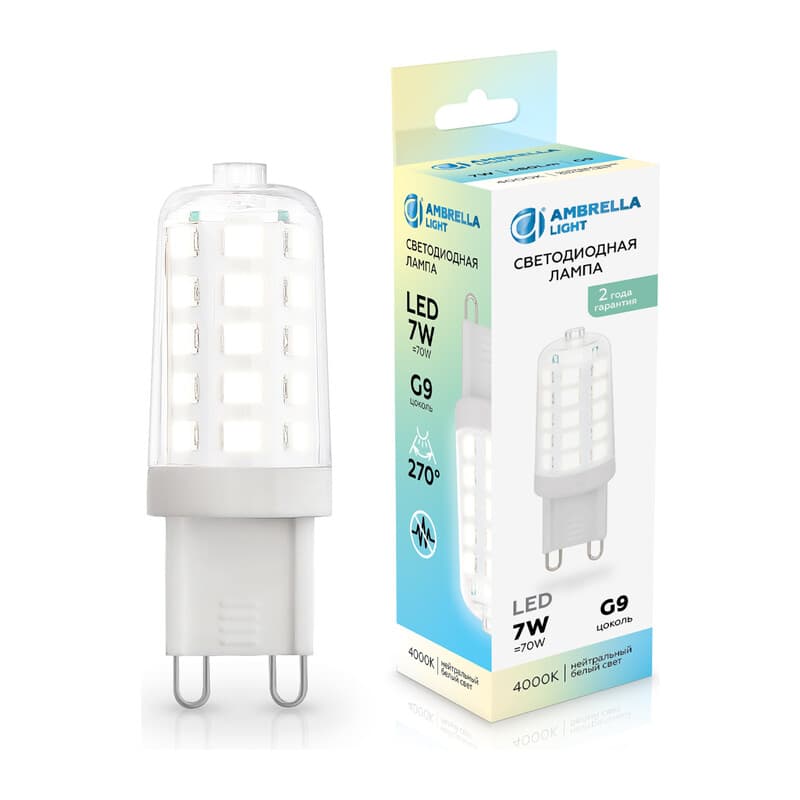 Светодиодная лампа G9 7W 4000K 100704 LED G9 7W 4000K 220-240V Ambrella Light 10