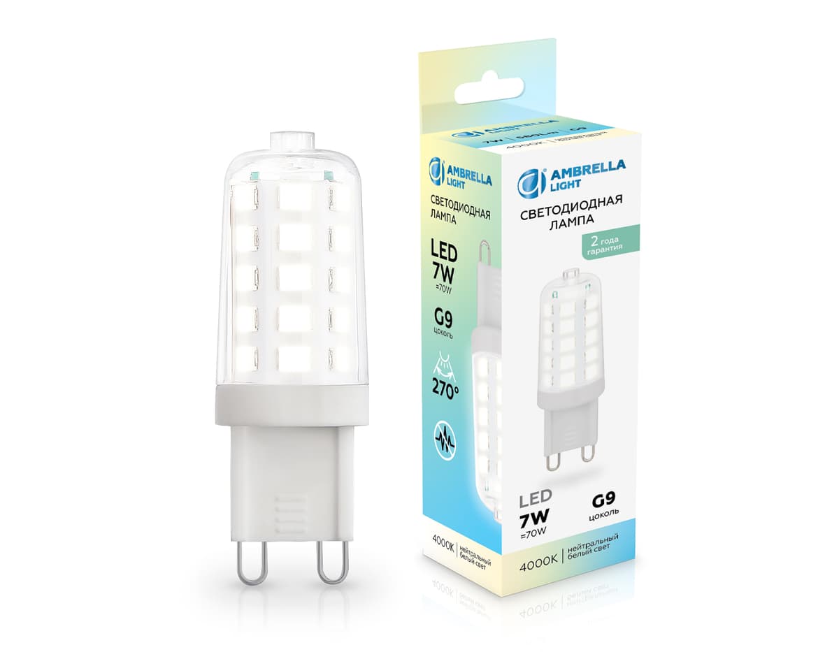 Светодиодная лампа G9 7W 4000K 100704 LED G9 7W 4000K 220-240V Ambrella Light 7