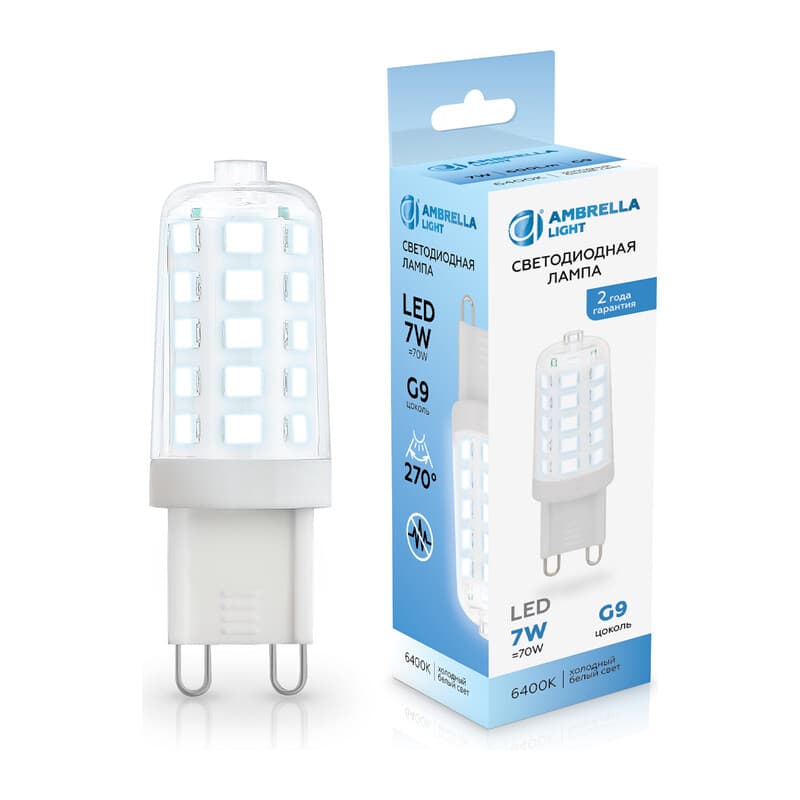 Светодиодная лампа G9 7W 6400K 100706 LED G9 7W 6400K 220-240V Ambrella Light 13