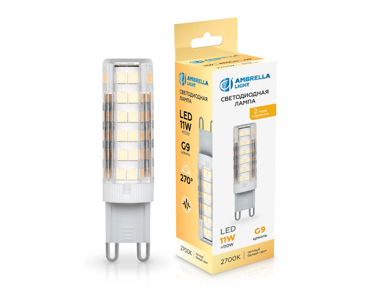 Светодиодная лампа G9 11W 2700K 101103 LED G9 11W 2700K 220-240V Ambrella Light 7
