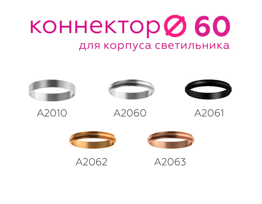 Коннектор декоративный для соединения корпуса светильника D60+D60mm A2060 PSL серебро полированное D60*H9mm Out1.5mm Ambrella Light 9