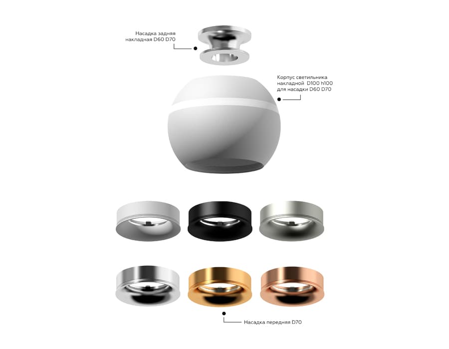 Корпус светильника накладной для насадок D60/70mm с LED подсветкой C1101 SWH белый песок D100*H80mm MR16 GU5.3 LED 3W 4200K Ambrella Light 16