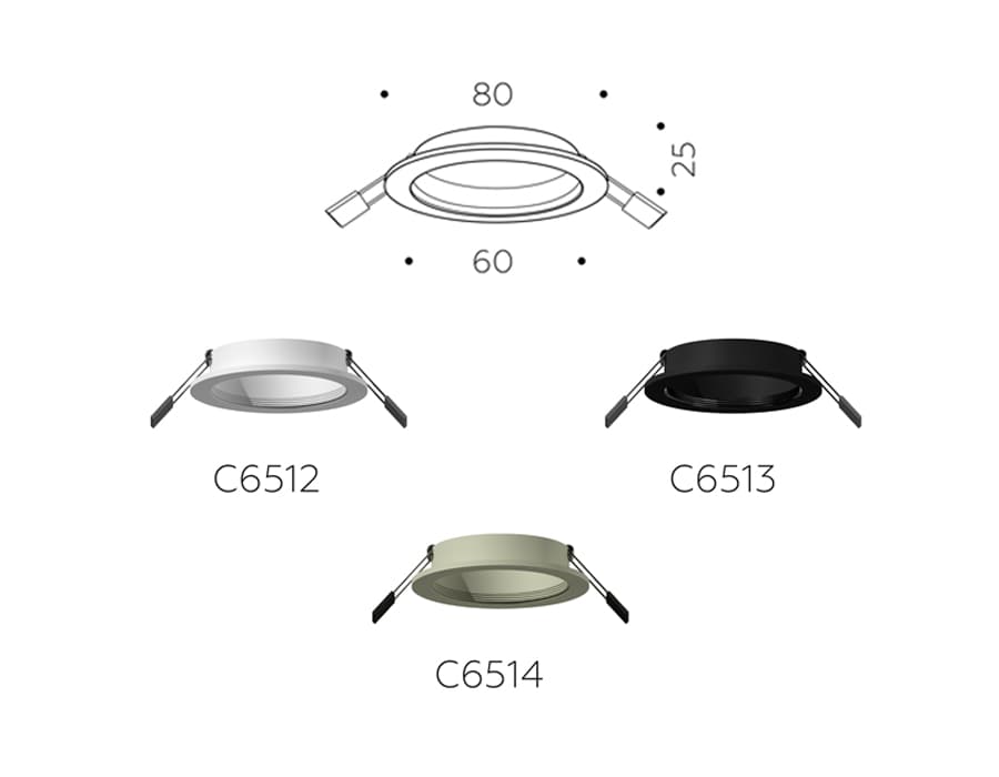Корпус светильника встраиваемый для насадок D60mm C6513 SBK черный песок D80*H25mm MR16 GU5.3 Ambrella Light 13