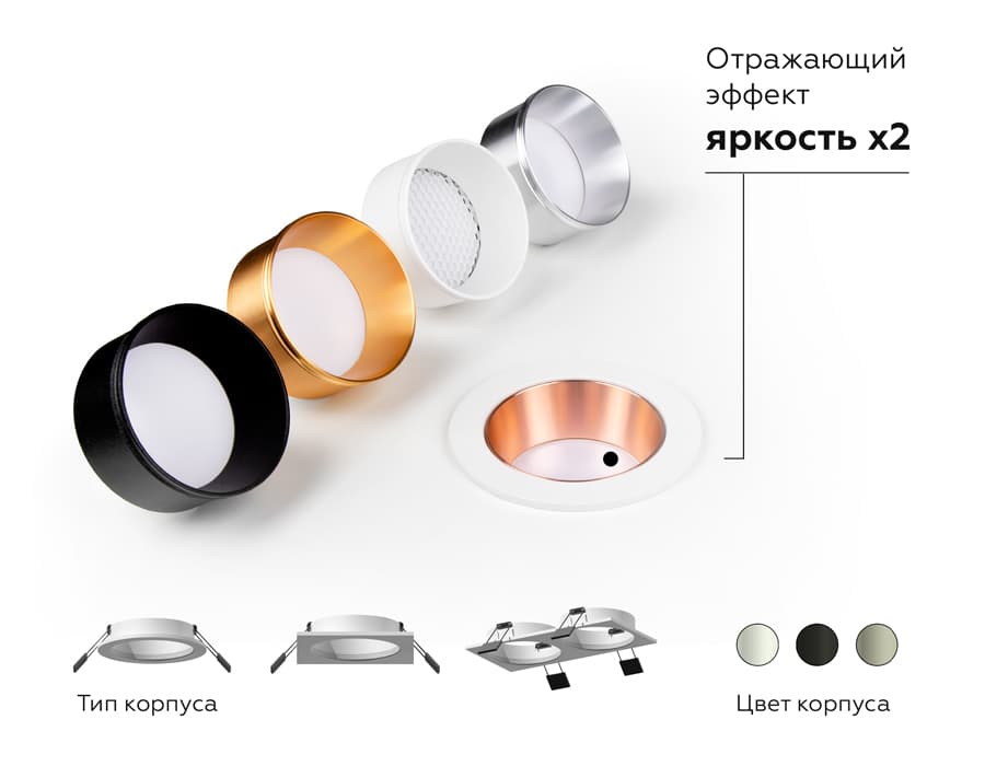 Корпус светильника встраиваемый для насадок D60mm C6526 SBK черный песок 160*80*H25mm MR16 GU5.3 Ambrella Light 12