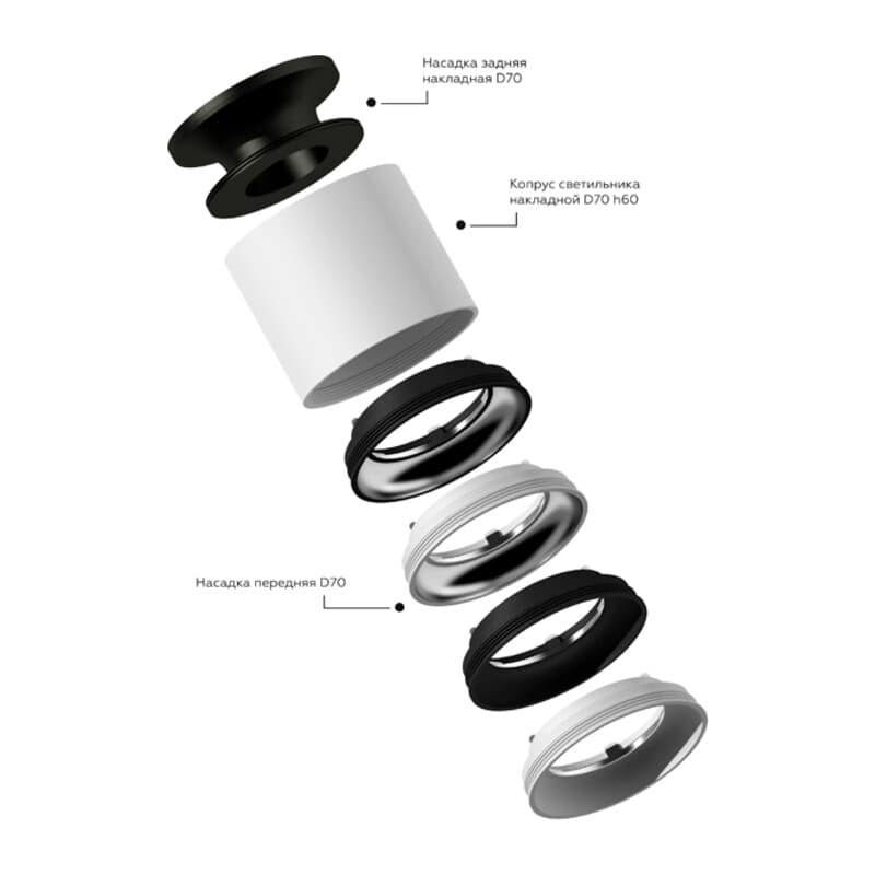 Корпус светильника накладной для насадок D70mm C7511 SBK черный песок D80*H60mm MR16 GU5.3 Ambrella Light 11