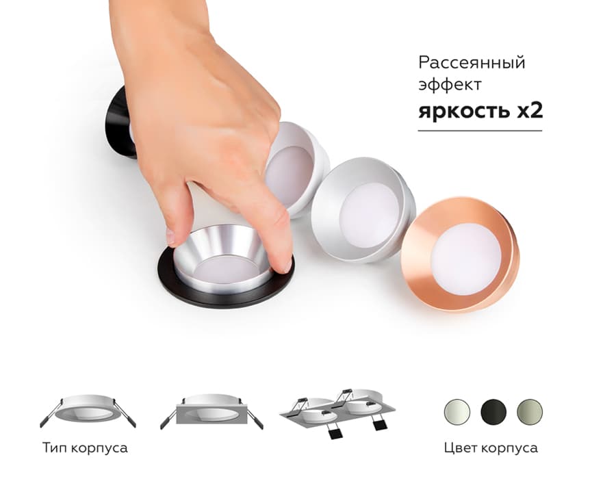Корпус светильника встраиваемый для насадок D70mm C7621 SWH белый песок D92*H25mm MR16 GU5.3 Ambrella Light 8