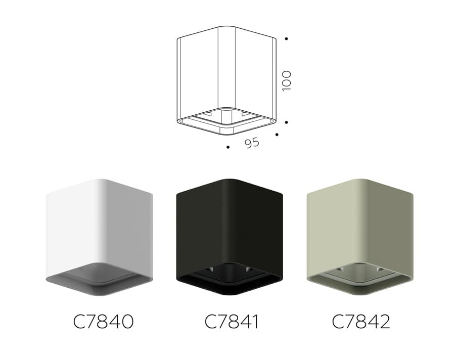 Корпус светильника накладной для насадок 70*70mm C7840 SWH белый песок 95*95*H100mm MR16 GU5.3 Ambrella Light 10