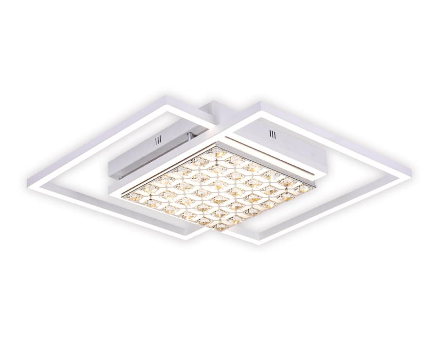 Управляемый светодиодный светильник с хрусталем FA112 WH белый 96W 850*660*110 (ПДУ РАДИО 2.4) Ambrella Light 2