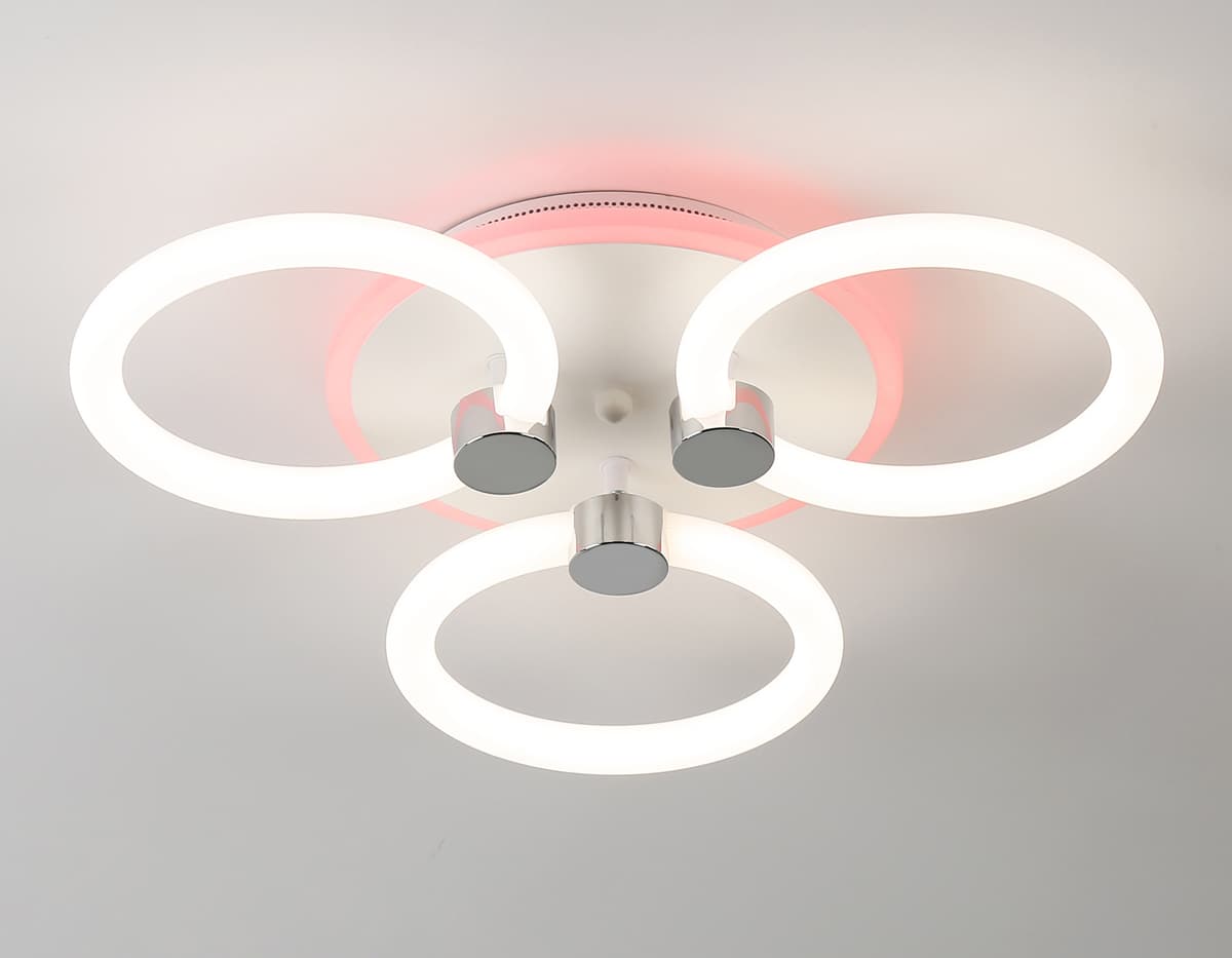 Светодиодный потолочный светильник с подсветкой FA3838/3 WH белый 42W 3000K-6400K+RGB D458*80 (ПДУ РАДИО 2.4G) Ambrella Light 12