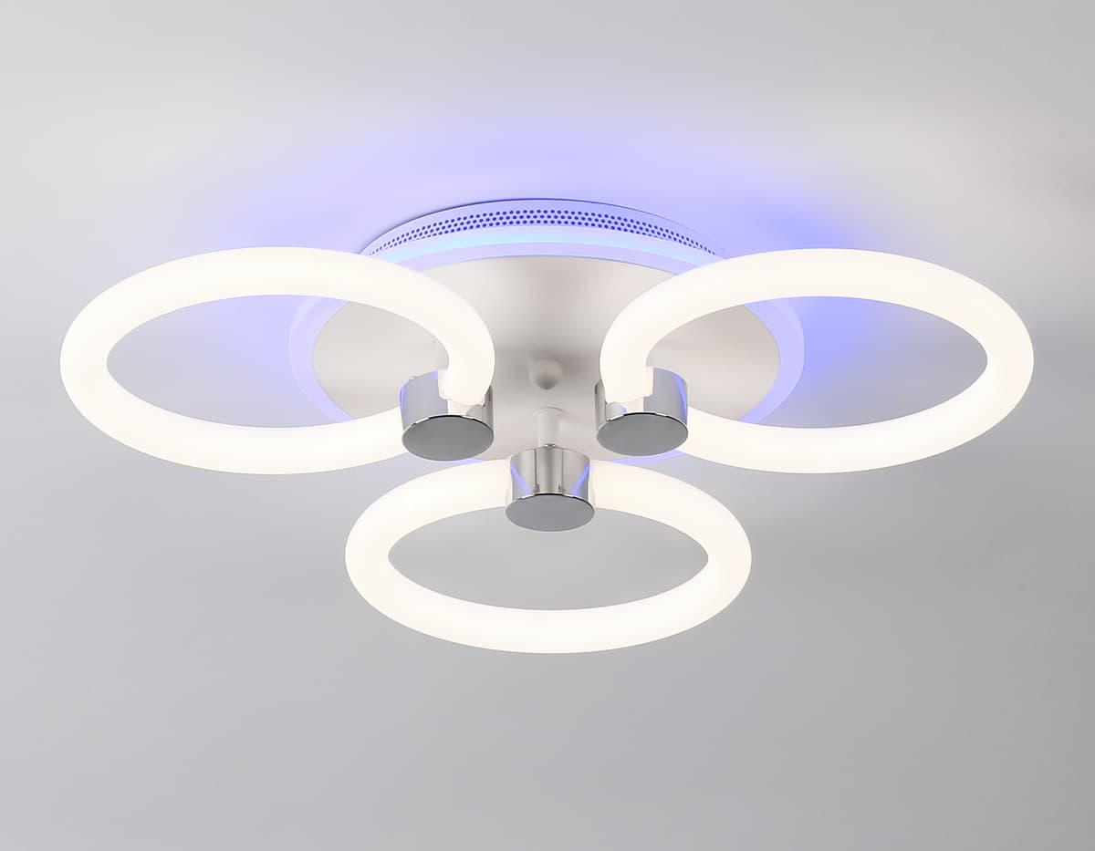 Светодиодный потолочный светильник с подсветкой FA3838/3 WH белый 42W 3000K-6400K+RGB D458*80 (ПДУ РАДИО 2.4G) Ambrella Light 13