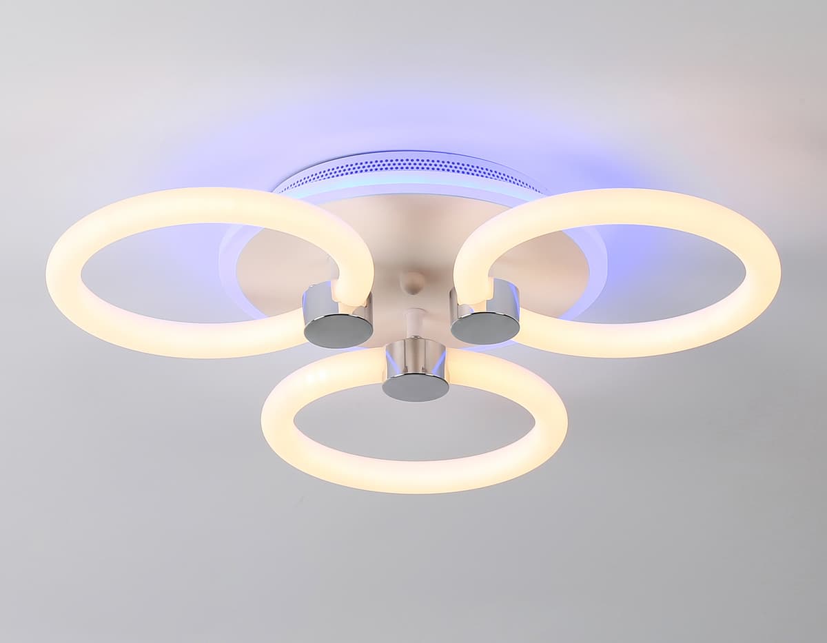 Светодиодный потолочный светильник с подсветкой FA3838/3 WH белый 42W 3000K-6400K+RGB D458*80 (ПДУ РАДИО 2.4G) Ambrella Light 14