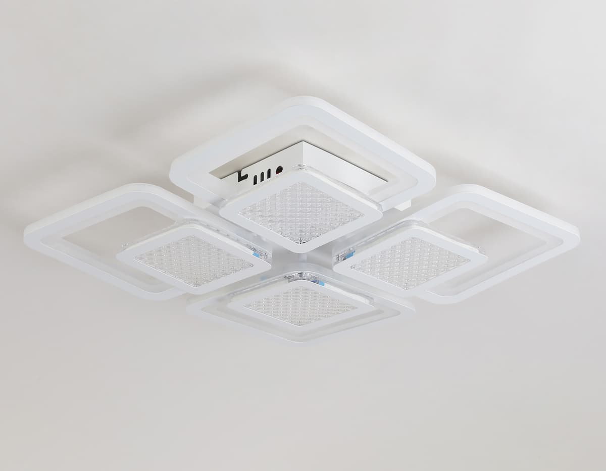 Потолочный светодиодный светильник с пультом FA4283/4+4 WH белый 100W 3000K+6400K/4200K/6400K+3000K 435*435*70 (ПДУ ИК) Ambrella Light 12