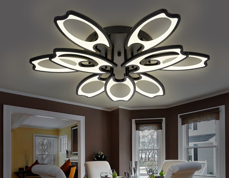 Потолочный светодиодный светильник с пультом FA581/6+3 BK черный 162W 700*640*120 (ПДУ РАДИО 2.4G) Ambrella Light 6