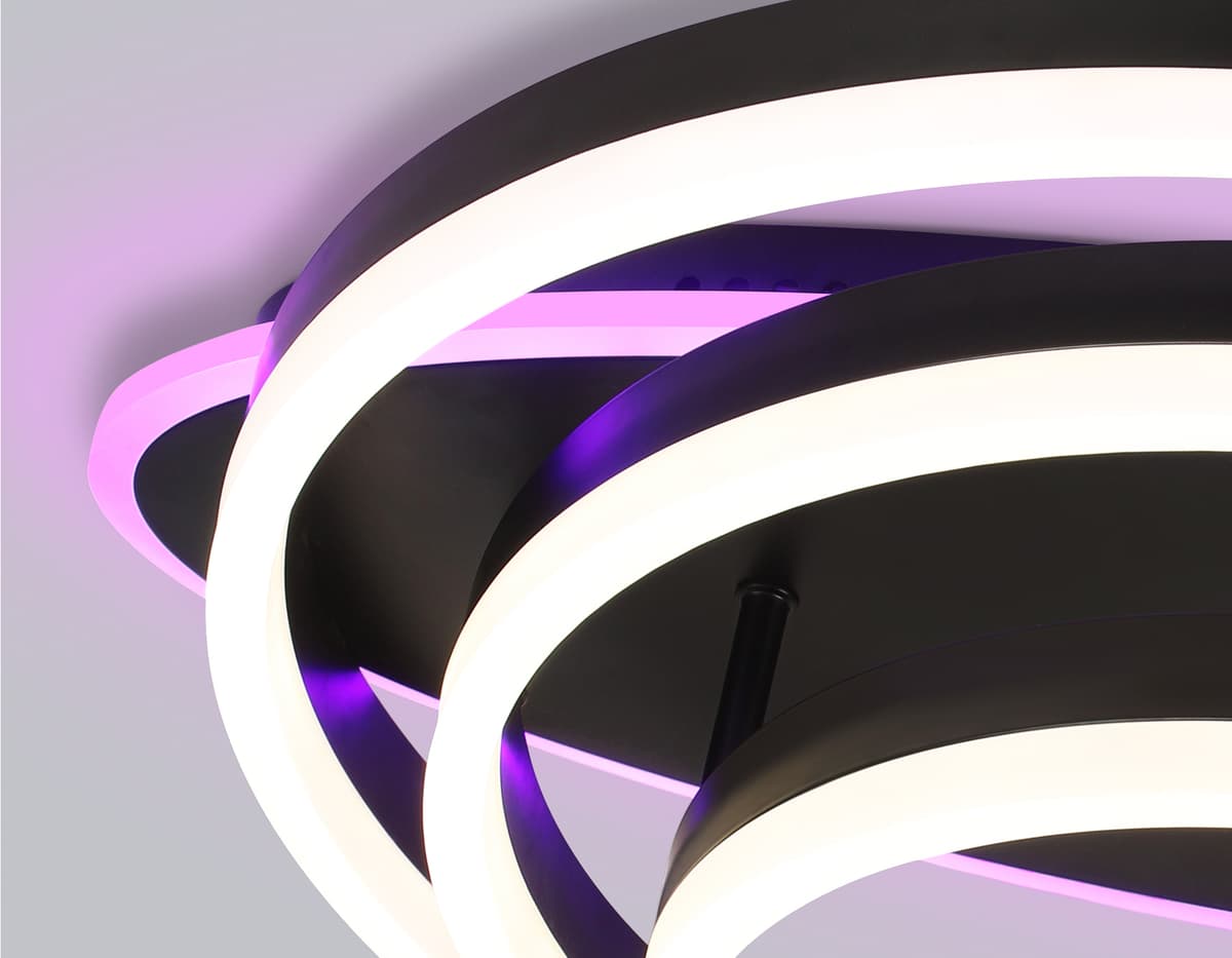Потолочный светодиодный светильник с пультом FA8524 BK черный 146W 3000K-6400K+RGB 560*500*150 (ПДУ РАДИО 2.4G) Ambrella Light 11
