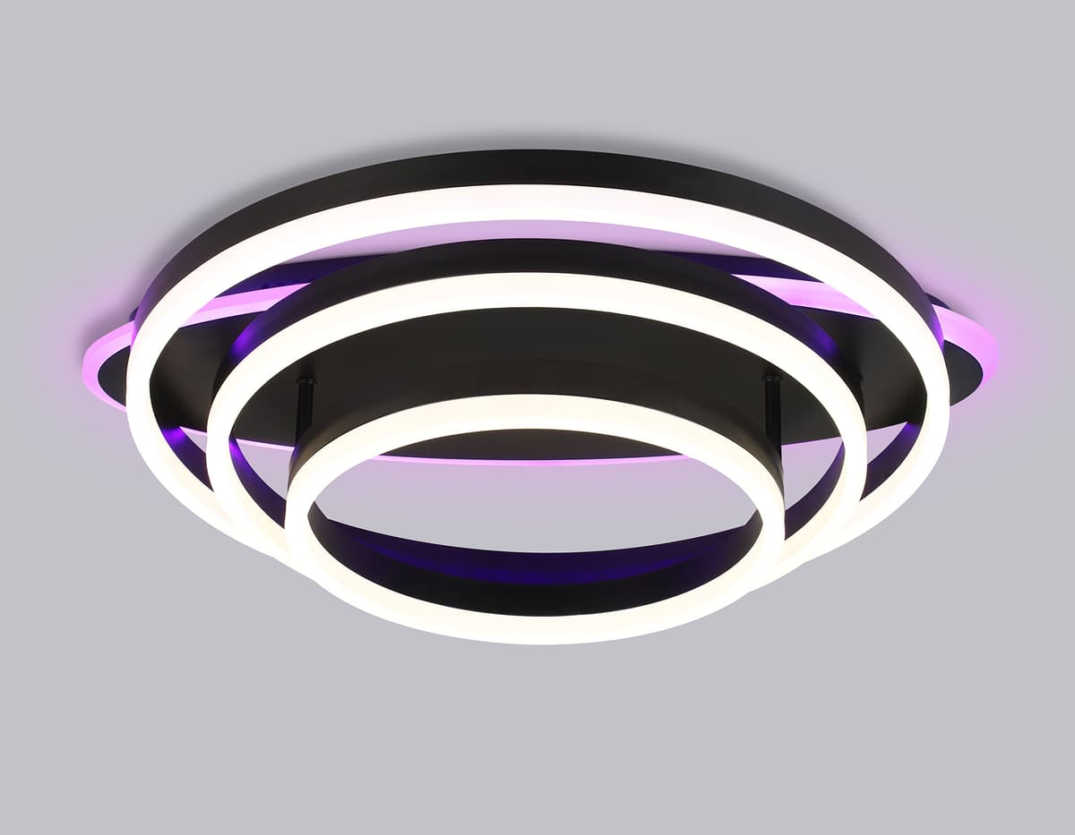 Потолочный светодиодный светильник с пультом FA8524 BK черный 146W 3000K-6400K+RGB 560*500*150 (ПДУ РАДИО 2.4G) Ambrella Light 12