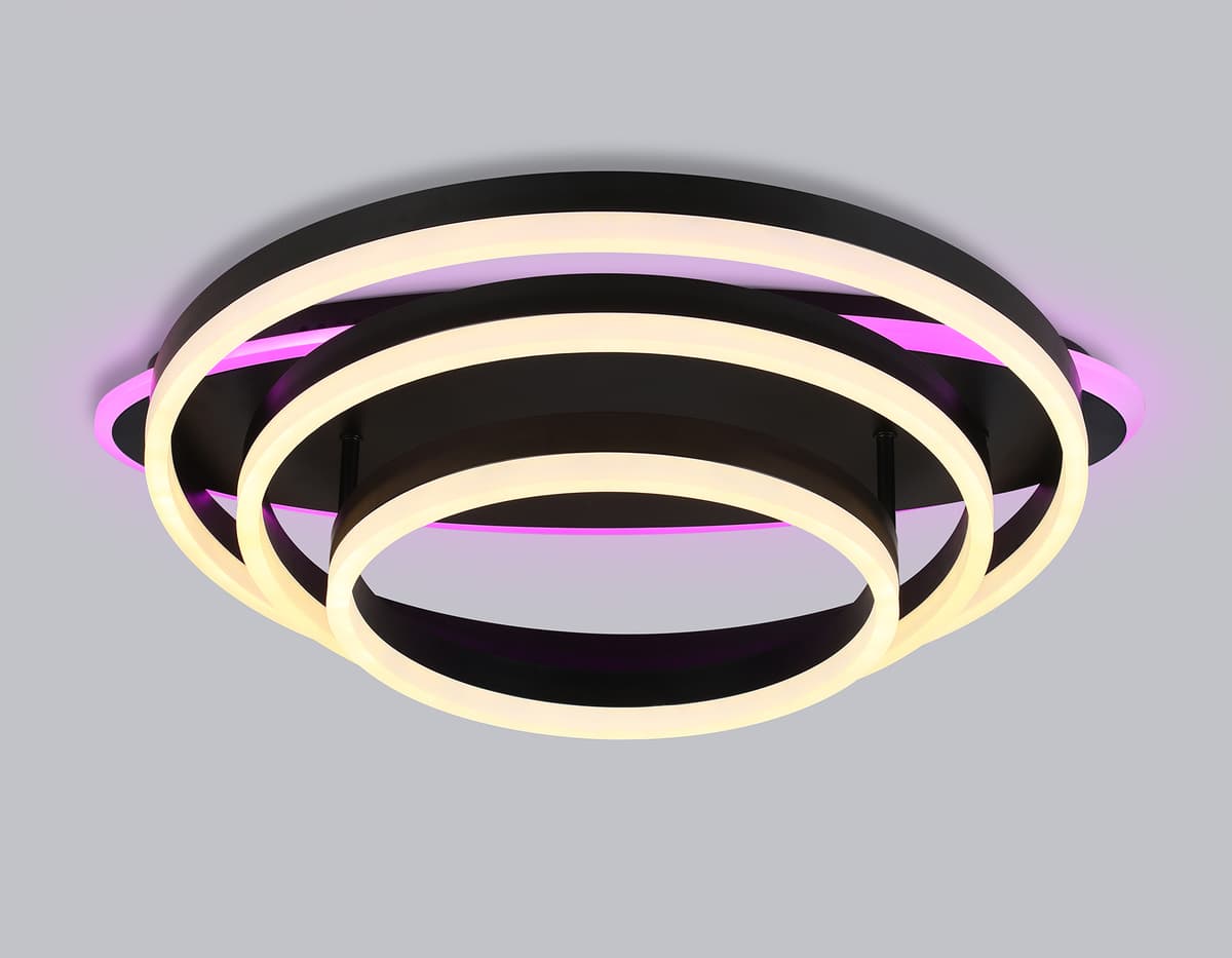 Потолочный светодиодный светильник с пультом FA8524 BK черный 146W 3000K-6400K+RGB 560*500*150 (ПДУ РАДИО 2.4G) Ambrella Light 13