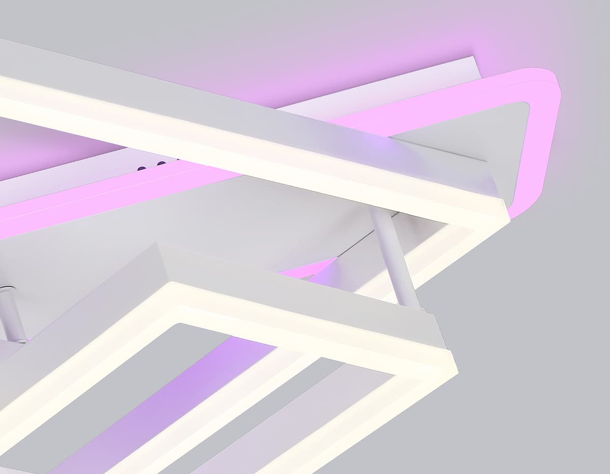 Потолочный светодиодный светильник с пультом FA8531 WH белый 132W 3000K-6400K+RGB 630*570*160 (ПДУ РАДИО 2.4G) Ambrella Light 11