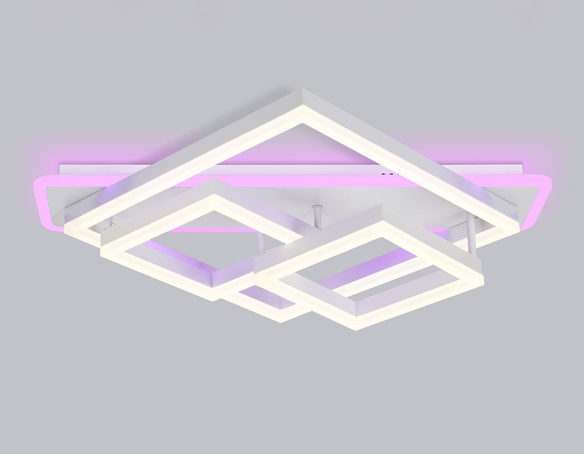 Потолочный светодиодный светильник с пультом FA8531 WH белый 132W 3000K-6400K+RGB 630*570*160 (ПДУ РАДИО 2.4G) Ambrella Light 12