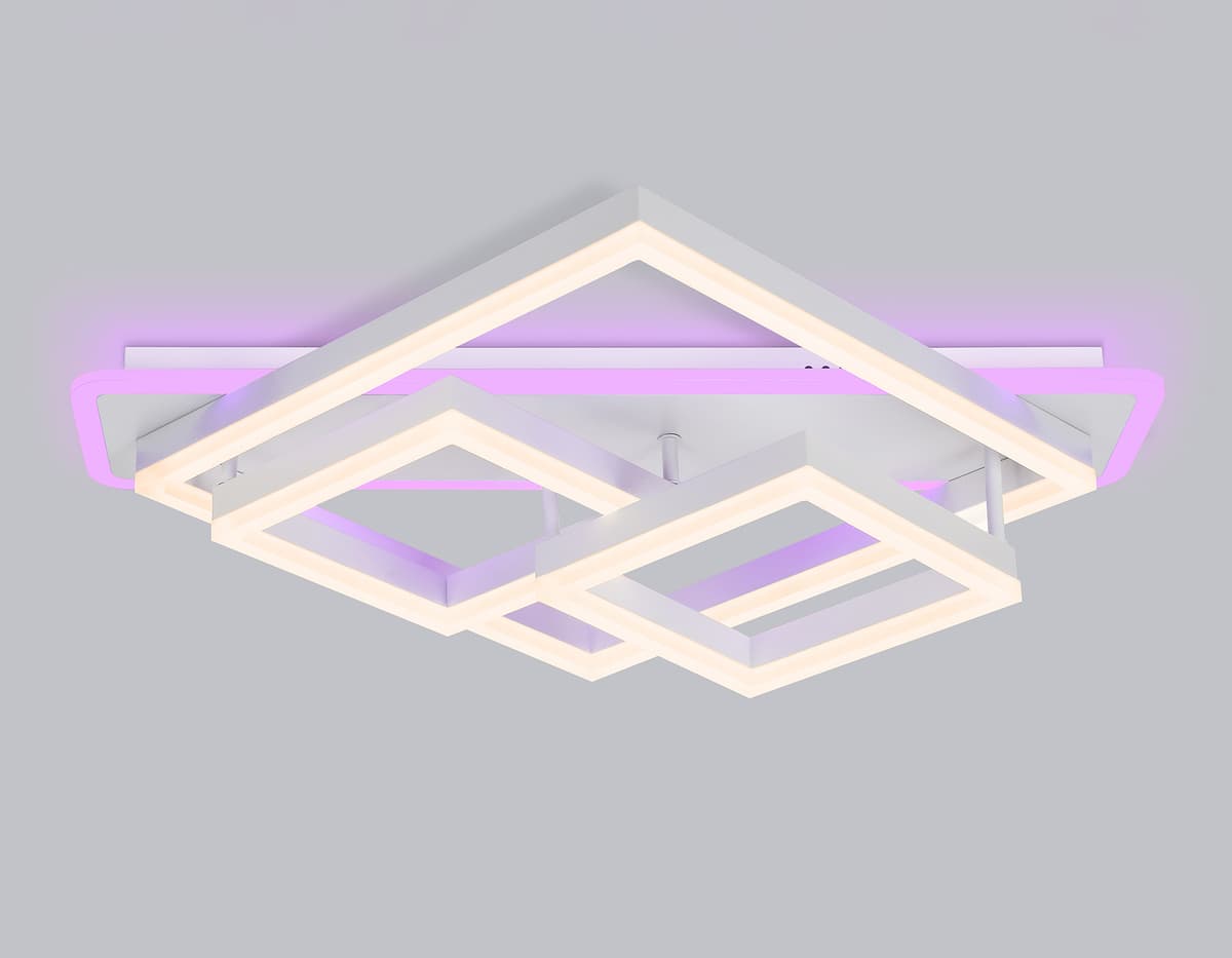 Потолочный светодиодный светильник с пультом FA8531 WH белый 132W 3000K-6400K+RGB 630*570*160 (ПДУ РАДИО 2.4G) Ambrella Light 13