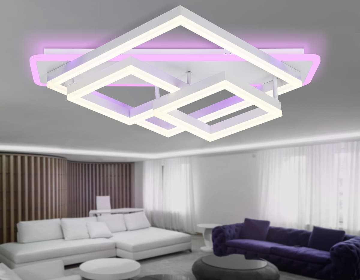 Потолочный светодиодный светильник с пультом FA8531 WH белый 132W 3000K-6400K+RGB 630*570*160 (ПДУ РАДИО 2.4G) Ambrella Light 16