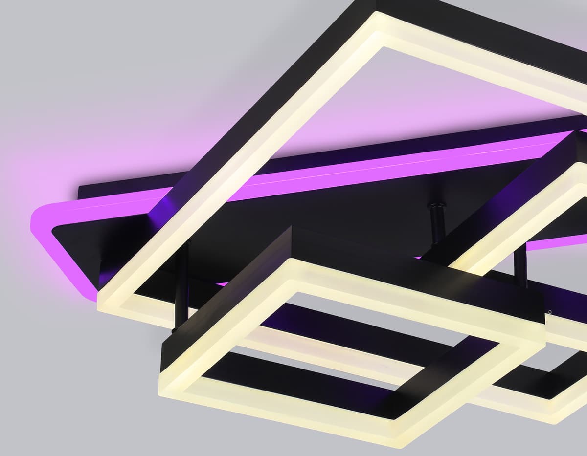 Потолочный светодиодный светильник с пультом FA8533 BK черный 132W 3000K-6400K+RGB 630*570*160 (ПДУ РАДИО 2.4G) Ambrella Light 11