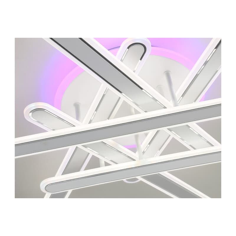 Потолочный светодиодный светильник с подсветкой RGB с пультом FA8907 WH/CH белый/хром 135W 3000K-6400K+RGB 800*770*160 (ПДУ РАДИО 2.4G) Ambrella Light 16