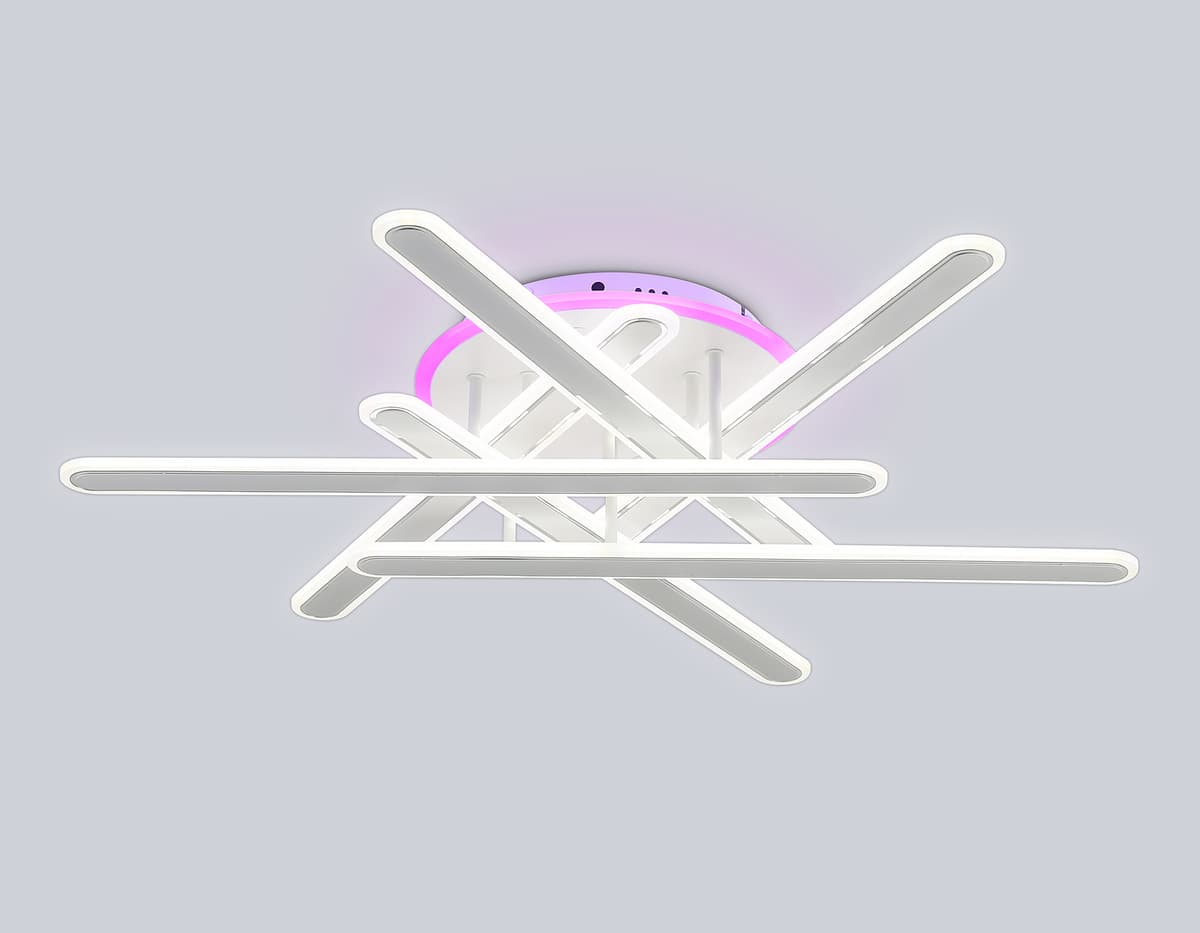Потолочный светодиодный светильник с подсветкой RGB с пультом FA8907 WH/CH белый/хром 135W 3000K-6400K+RGB 800*770*160 (ПДУ РАДИО 2.4G) Ambrella Light 2