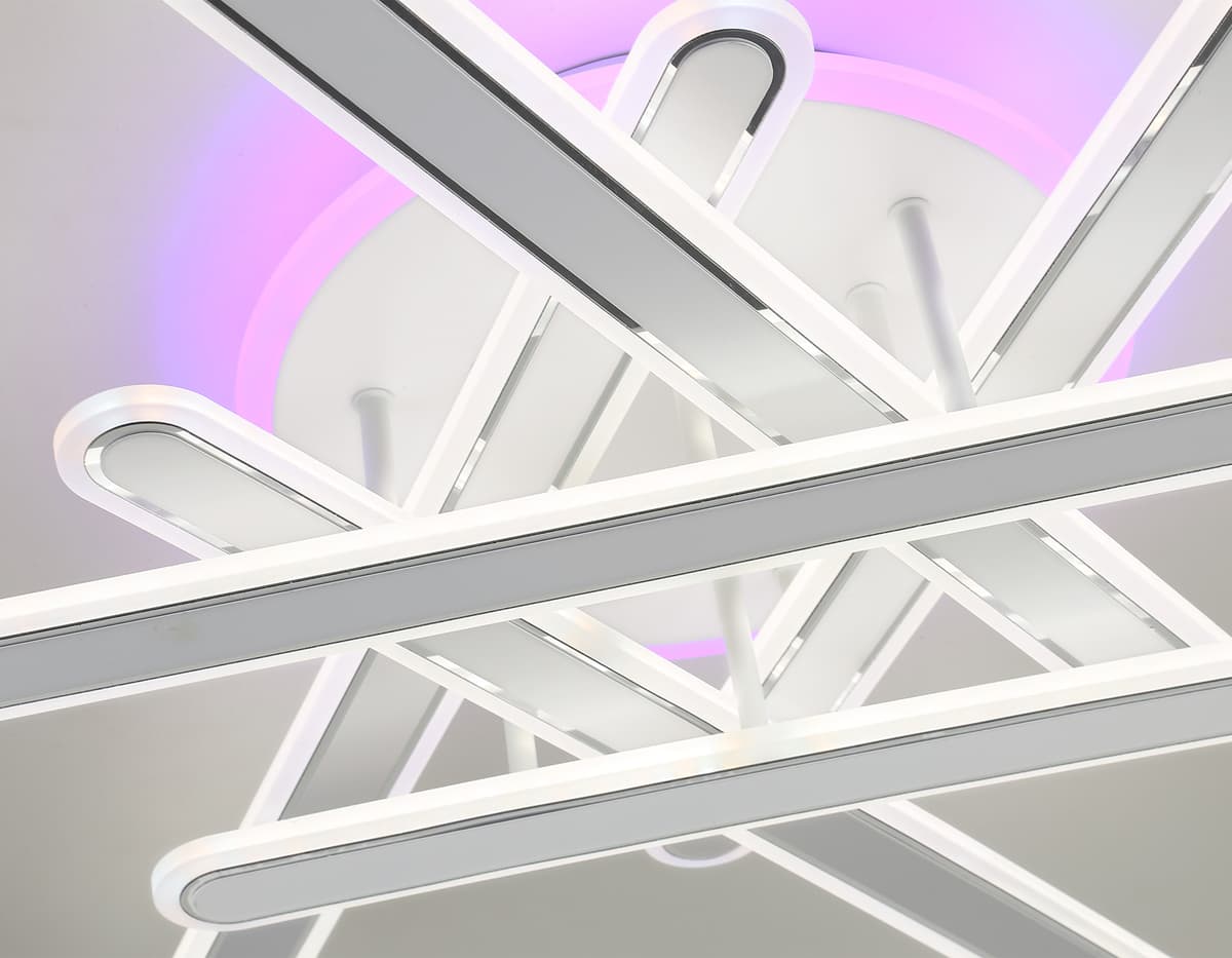 Потолочный светодиодный светильник с подсветкой RGB с пультом FA8907 WH/CH белый/хром 135W 3000K-6400K+RGB 800*770*160 (ПДУ РАДИО 2.4G) Ambrella Light 6
