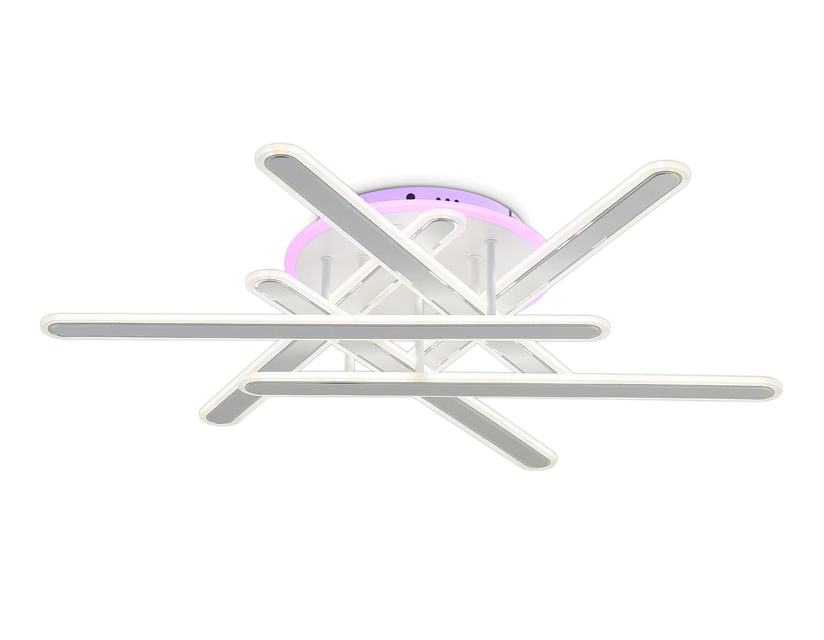 Потолочный светодиодный светильник с подсветкой RGB с пультом FA8907 WH/CH белый/хром 135W 3000K-6400K+RGB 800*770*160 (ПДУ РАДИО 2.4G) Ambrella Light