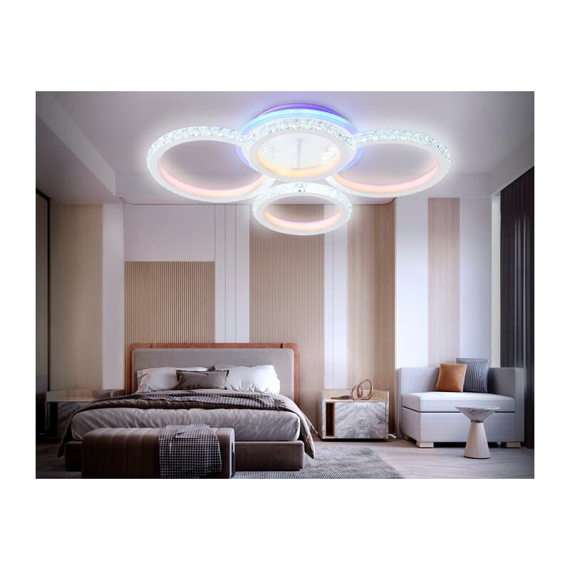 Потолочный светодиодный светильник с RGB подсветкой и пультом FA9524/2+2 WH белый 92W 6400K/3000K+RGB 560*370*110 (ПДУ РАДИО 2.4G) Ambrella Light 11