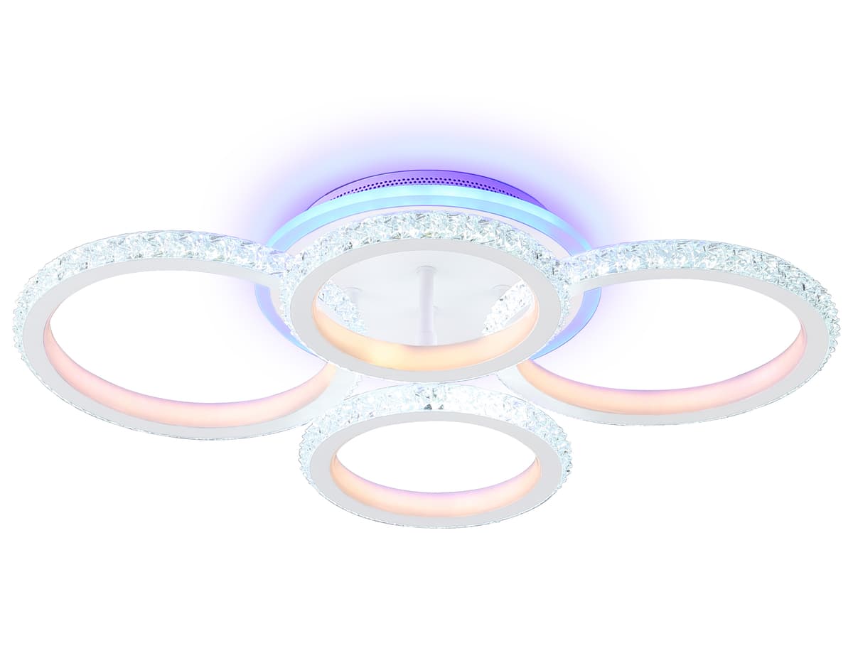 Потолочный светодиодный светильник с RGB подсветкой и пультом FA9524/2+2 WH белый 92W 6400K/3000K+RGB 560*370*110 (ПДУ РАДИО 2.4G) Ambrella Light 14
