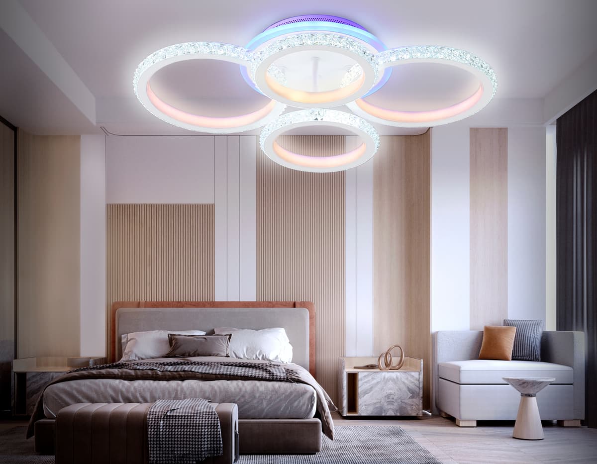 Потолочный светодиодный светильник с RGB подсветкой и пультом FA9524/2+2 WH белый 92W 6400K/3000K+RGB 560*370*110 (ПДУ РАДИО 2.4G) Ambrella Light 16
