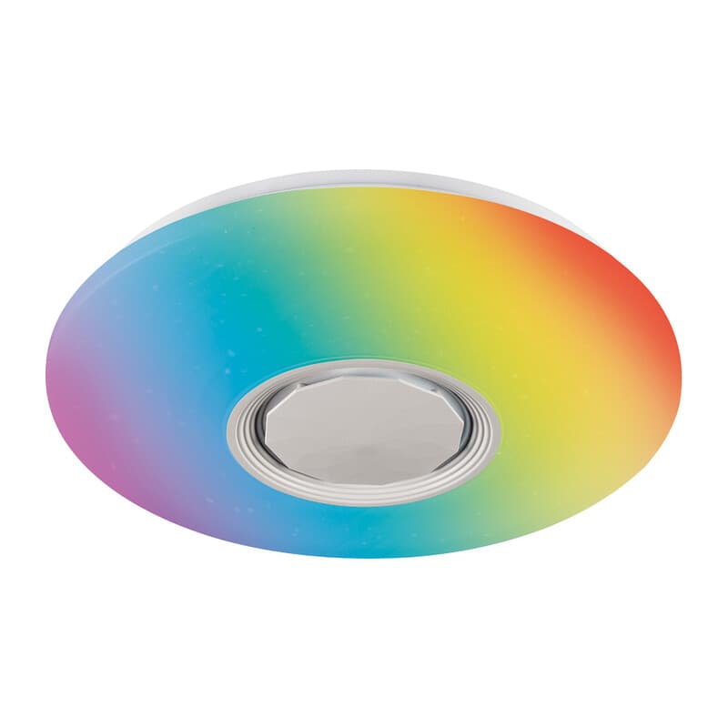 Музыкальный светодиодный светильник c подсветкой RGB FF201 WH/CH белый 72W D495*85 (ПДУ ИК) Ambrella Light 9