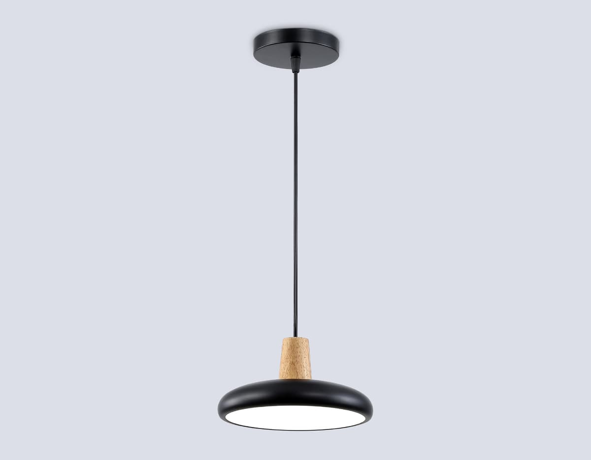 Светильник светодиодный подвесной FL4839 BK/WD черный/дерево 24W 3000-6000K D200*800 (без ПДУ) Ambrella Light 11