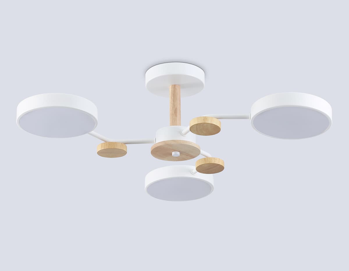 Люстра светодиодная на штанге FL4855/3 WH/WD белый/дерево 54W 3000-6000K D660*170 (без ПДУ) Ambrella Light 13