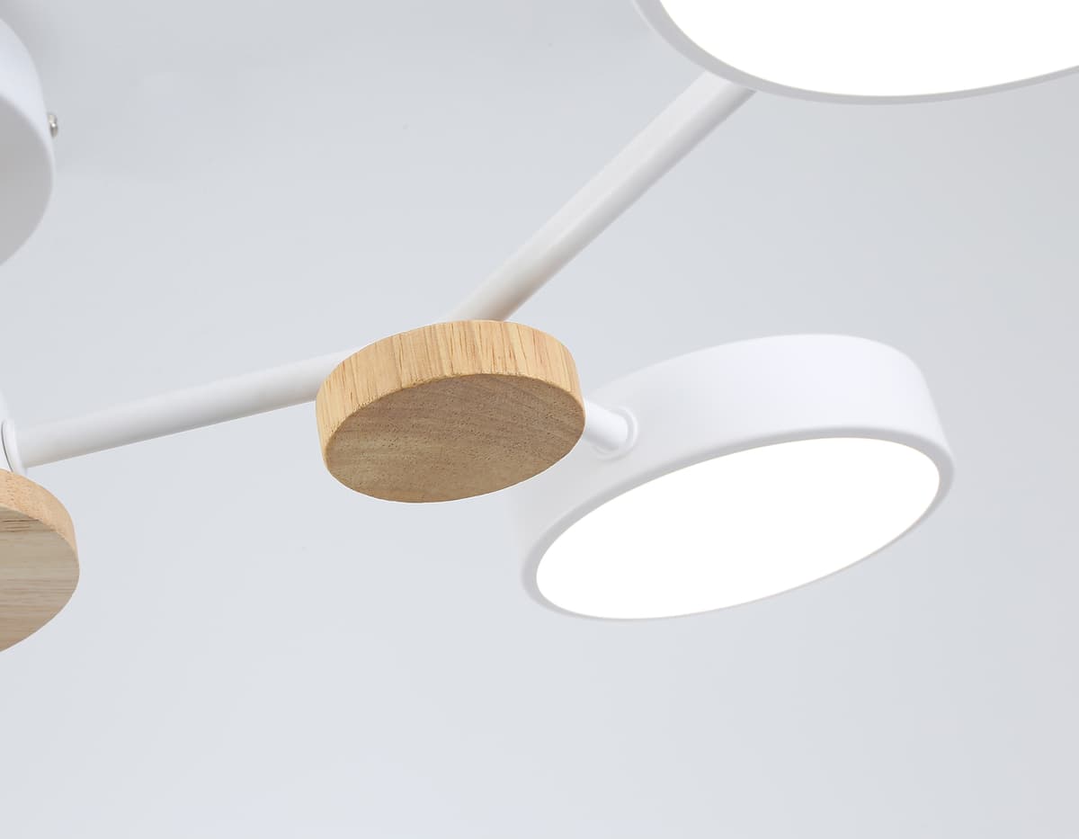Люстра светодиодная на штанге FL4858/4 WH/WD белый/дерево 60W 3000-6000K 700*400*120 (без ПДУ) Ambrella Light 16