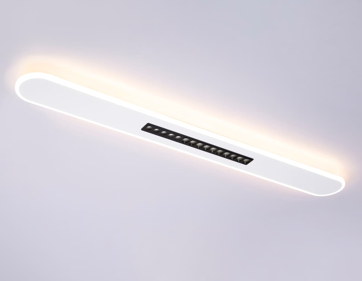 Потолочный светодиодный светильник FL51445 WH/BK белый/черный 70W 3000K-6400K+4200K 1200*125*40 (Без ПДУ) Ambrella Light 14