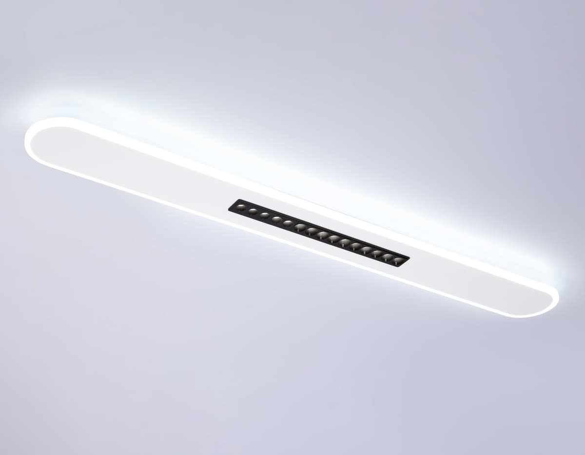 Потолочный светодиодный светильник FL51445 WH/BK белый/черный 70W 3000K-6400K+4200K 1200*125*40 (Без ПДУ) Ambrella Light 15
