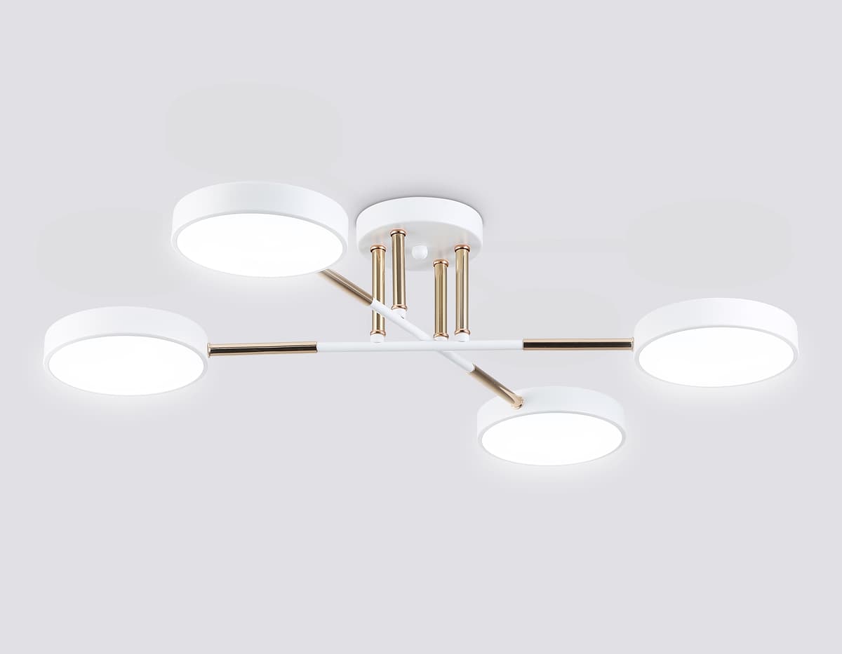 Люстра светодиодная на штанге FL516331/4 WH/FGD белый/золото 72W 3000-6000K 610*410*140 (без ПДУ) Ambrella Light 10
