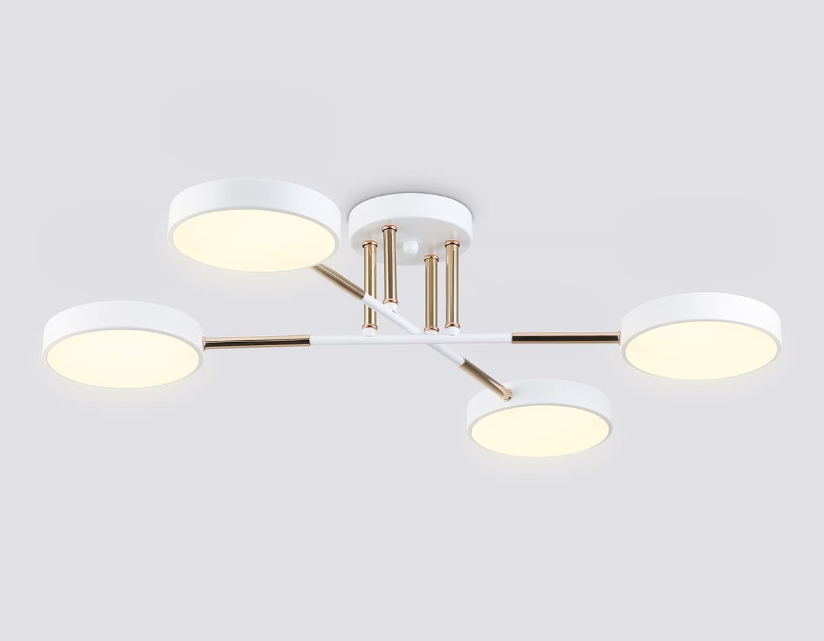 Люстра светодиодная на штанге FL516331/4 WH/FGD белый/золото 72W 3000-6000K 610*410*140 (без ПДУ) Ambrella Light 11