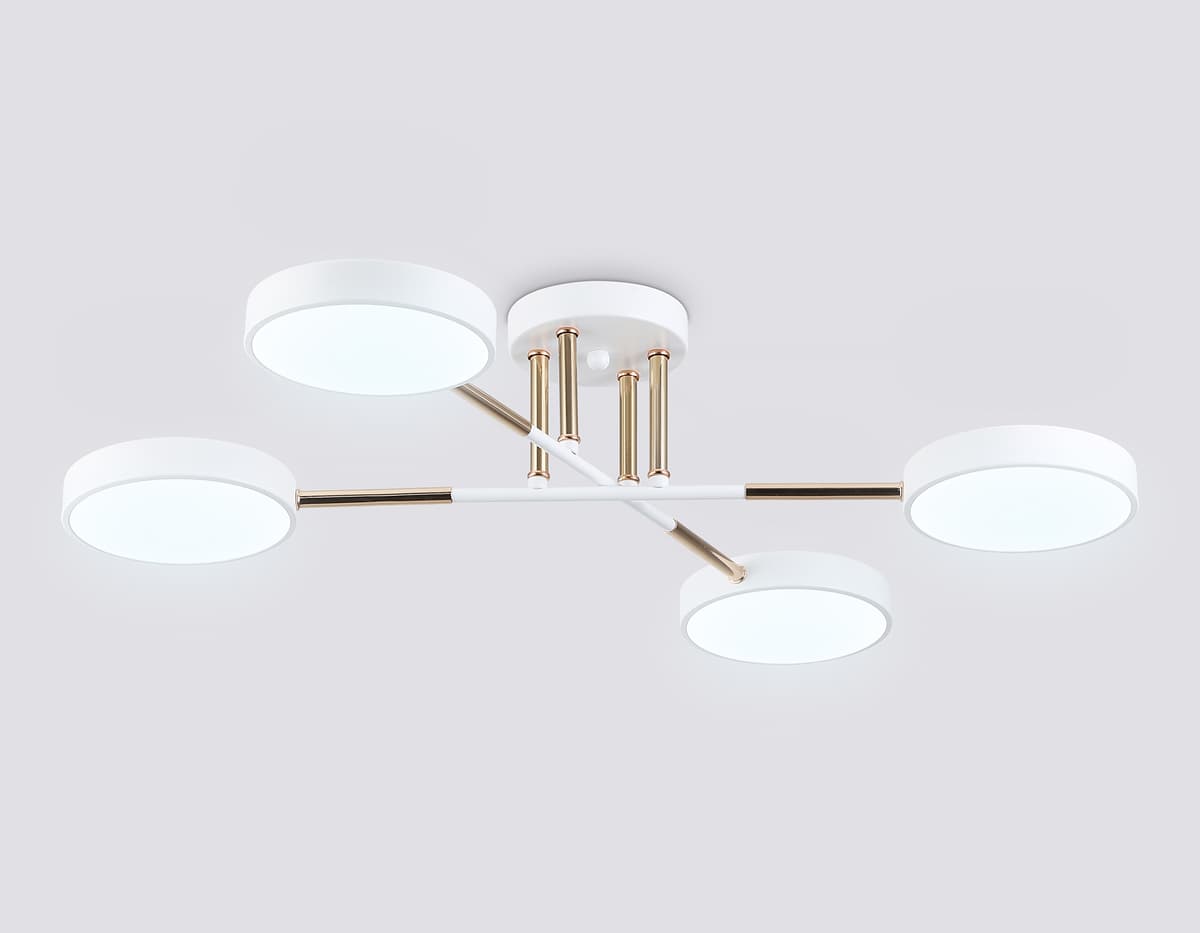 Люстра светодиодная на штанге FL516331/4 WH/FGD белый/золото 72W 3000-6000K 610*410*140 (без ПДУ) Ambrella Light 12