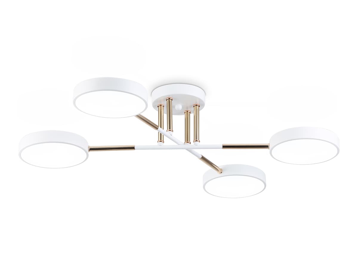 Люстра светодиодная на штанге FL516331/4 WH/FGD белый/золото 72W 3000-6000K 610*410*140 (без ПДУ) Ambrella Light 9