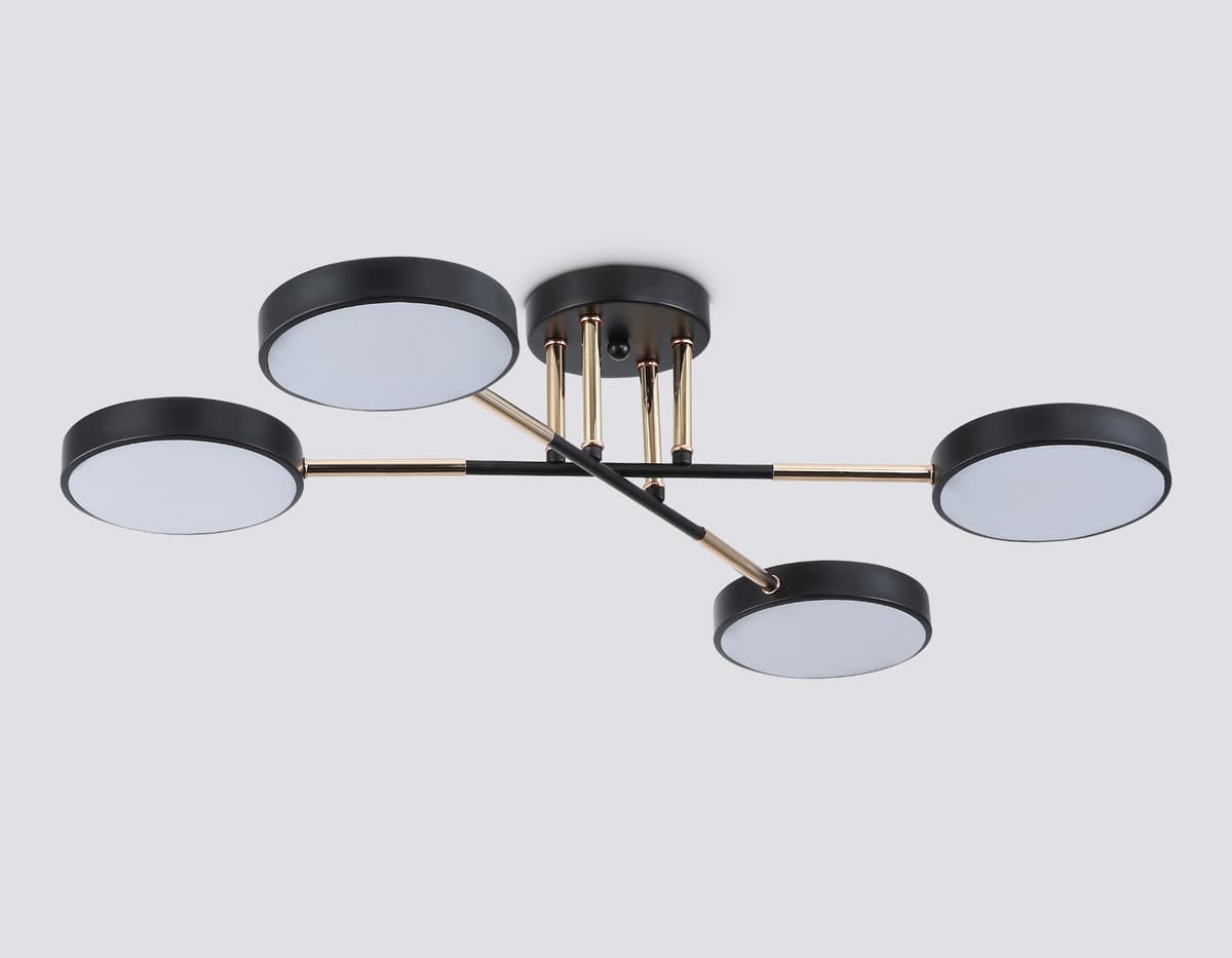 Люстра светодиодная на штанге FL516332/4 BK/FGD черный/золото 72W 3000-6000K 610*410*140 (без ПДУ) Ambrella Light 13