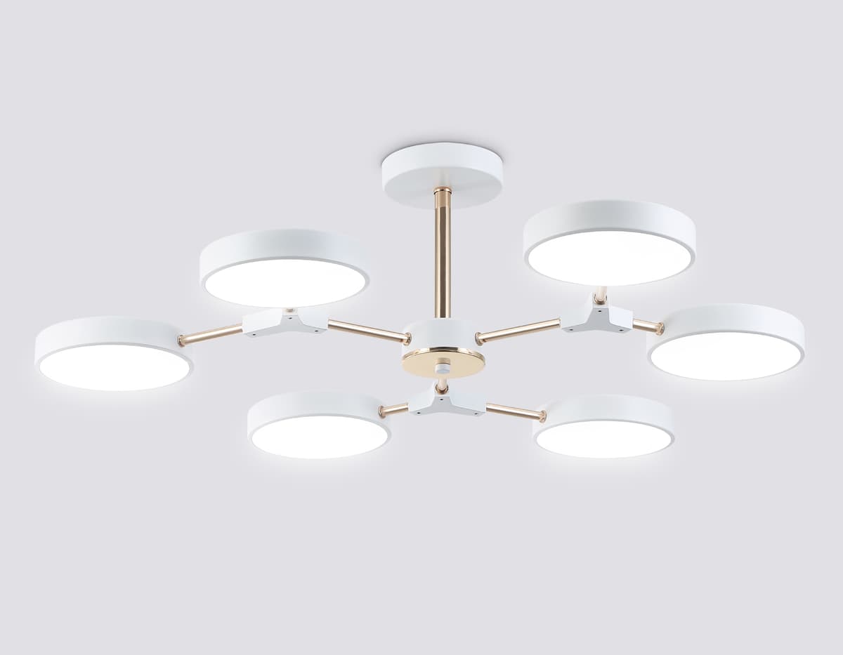 Люстра светодиодная на штанге FL516333/6 WH/FGD белый/золото 108W 3000-6000K D780*210 (без ПДУ) Ambrella Light 11